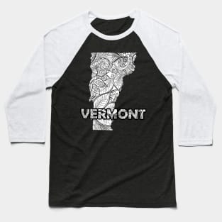 Mandala art map of Vermont with text in white Baseball T-Shirt